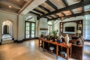 Spacious living area with decor accents