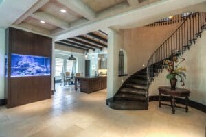 Spiral staircase in modern home interior
